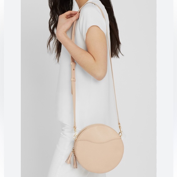 Cuyana Handbags - Cuyana pale pink/tan circle Leather Crossbody Bag